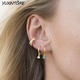 925 Silver Turquoise Hoop Earrings Women