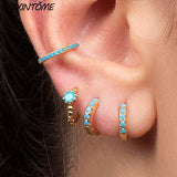 925 Silver Turquoise Hoop Earrings Women