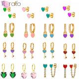 Colorful Enamel Heart Hoop Earrings - Sterling Silver