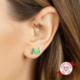 Colorful Enamel Heart Hoop Earrings - Sterling Silver