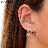 925 Silver Needle Lightning 18K Earrings Silver Hoops Women's Jewelry