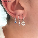 925 Silver Needle Lightning 18K Earrings Silver Hoops Women's Jewelry