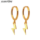 925 Silver Needle Lightning 18K Earrings Silver Hoops Women's Jewelry
