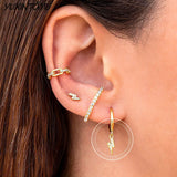 925 Silver Needle Lightning 18K Earrings Silver Hoops Women's Jewelry
