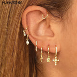 925 Silver Needle Lightning 18K Earrings Silver Hoops Women's Jewelry