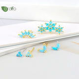 925 Silver Turquoise Flower Earring Hoops for Women