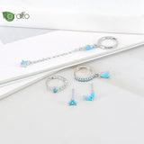 925 Silver Turquoise Flower Earring Hoops for Women