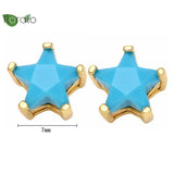 925 Silver Turquoise Flower Earring Hoops for Women