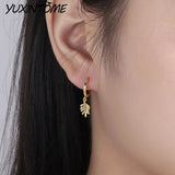 925 Silver Fishbone Pendant & 24K Silver Hoop Earrings Set