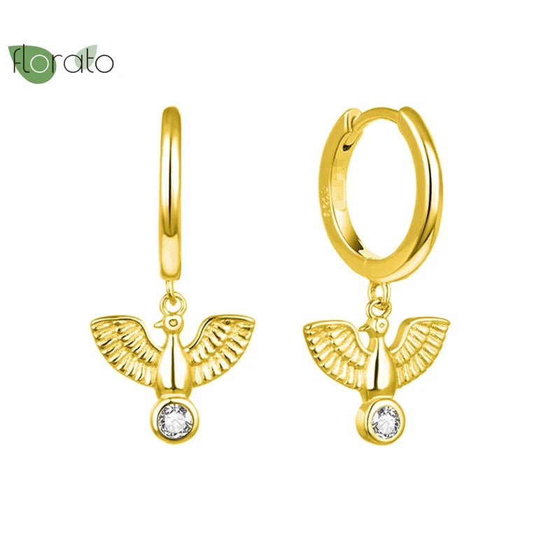 Vintage Butterfly Earrings 925 Silver Animal Hoop Jewelry Gift