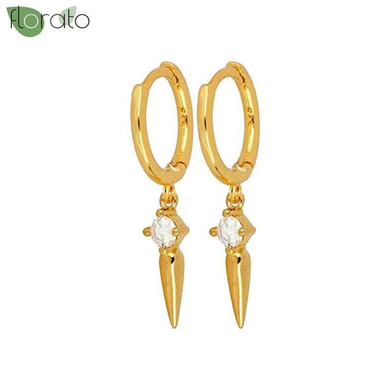 Vintage Cone Pendant Hoop Earrings 925 Silver