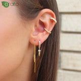Vintage Cone Pendant Hoop Earrings 925 Silver