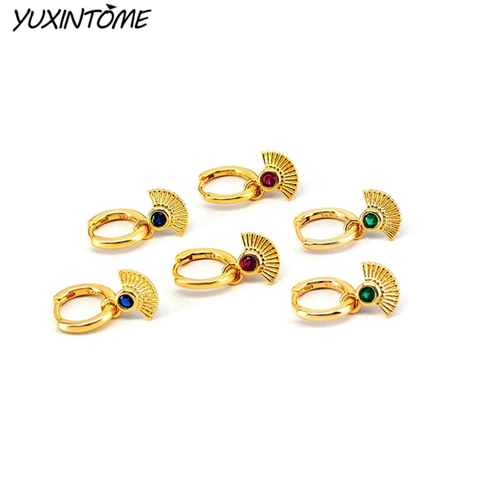 Vintage Fan 24K Earrings Pendants Hoop Earrings for Women