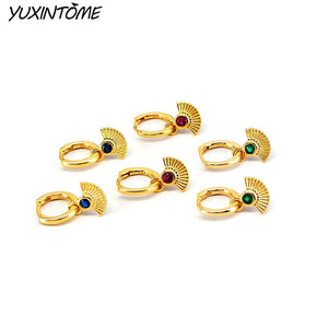 Vintage Fan 24K Earrings Pendants Hoop Earrings for Women