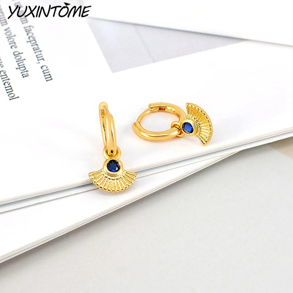 Vintage Fan 24K Earrings Pendants Hoop Earrings for Women