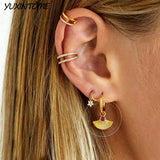 Vintage Fan 24K Earrings Pendants Hoop Earrings for Women