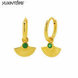 Vintage Fan 24K Earrings Pendants Hoop Earrings for Women