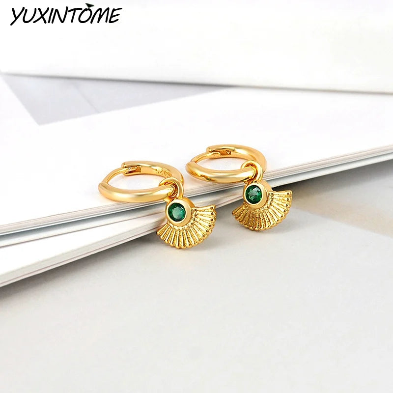 Vintage Fan 24K Earrings Pendants Hoop Earrings for Women