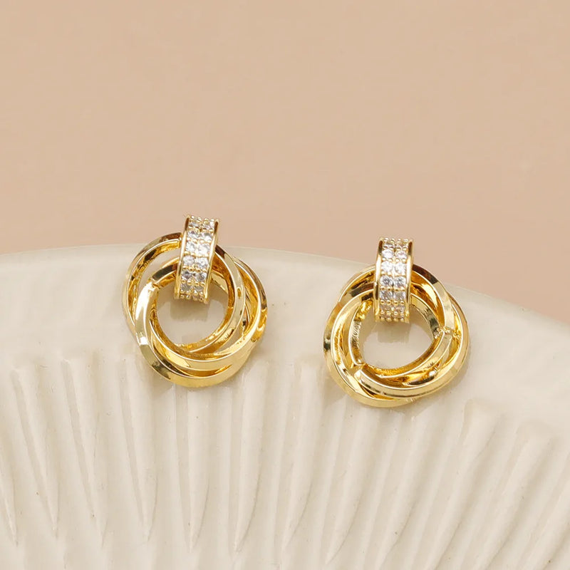 925 Silver Needle Vintage Geometric Earrings Wedding Jewelry