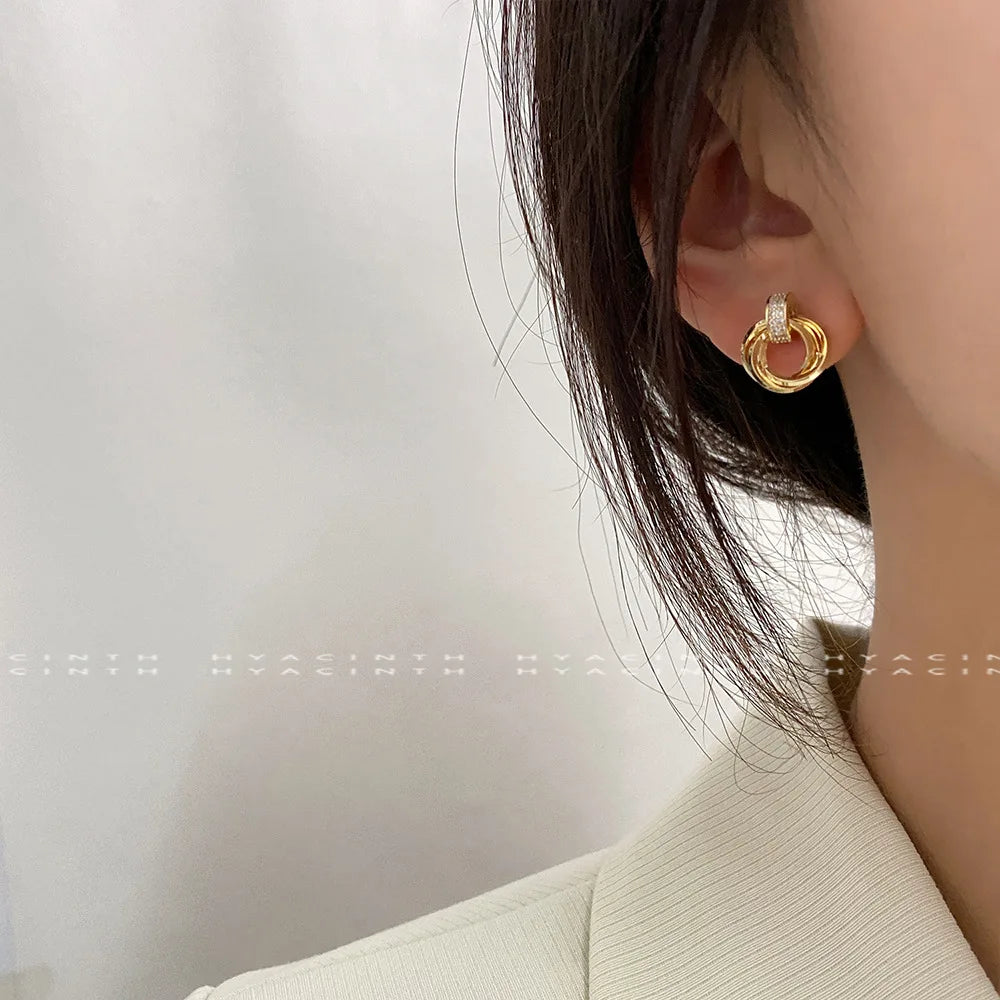 925 Silver Needle Vintage Geometric Earrings Wedding Jewelry
