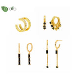 Vintage Geometric Earrings Set Colored CZ Hoop Earrings