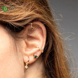 925 Silver Vintage CZ Hoop Earrings for Women