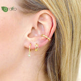 925 Silver Vintage CZ Hoop Earrings for Women