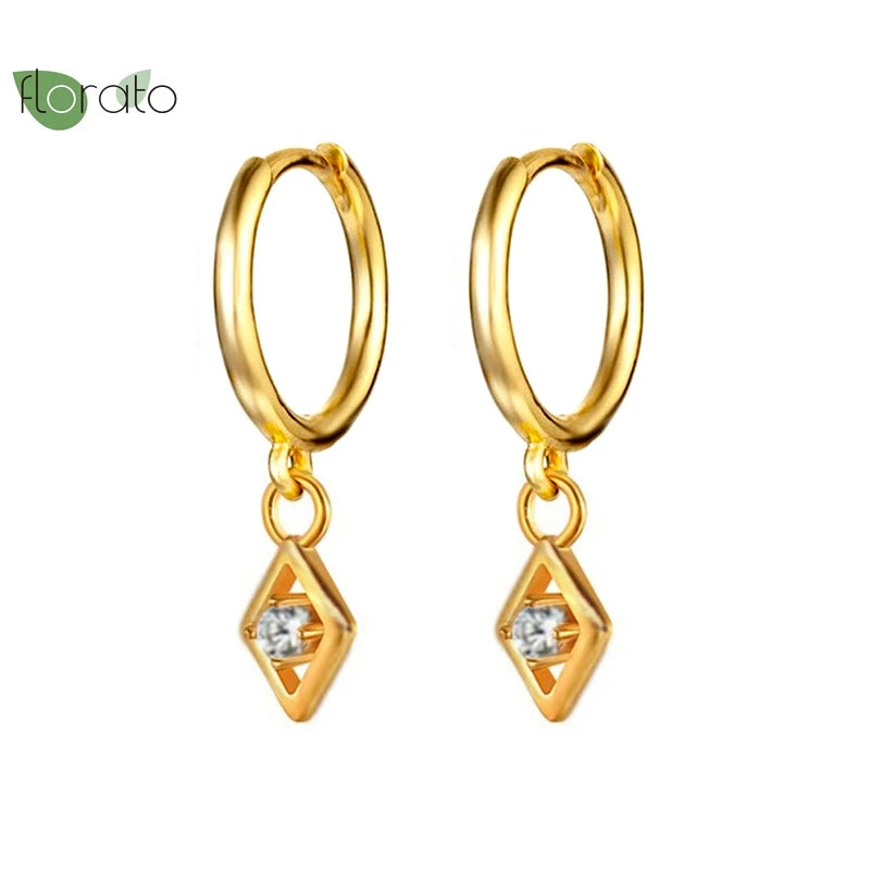 925 Silver Vintage CZ Hoop Earrings for Women