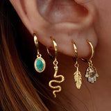Vintage Geometric Star Tassel Hoop Earrings