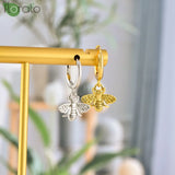 Bee Pendant Silver Hoop Earrings for Women Jewelry Gift