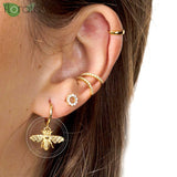 Bee Pendant Silver Hoop Earrings for Women Jewelry Gift