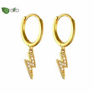 925 Silver Vintage Lightning Earrings Hoop Jewelry