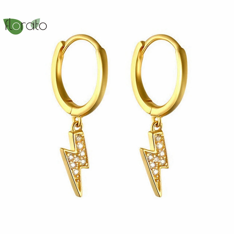 925 Silver Vintage Lightning Earrings Hoop Jewelry