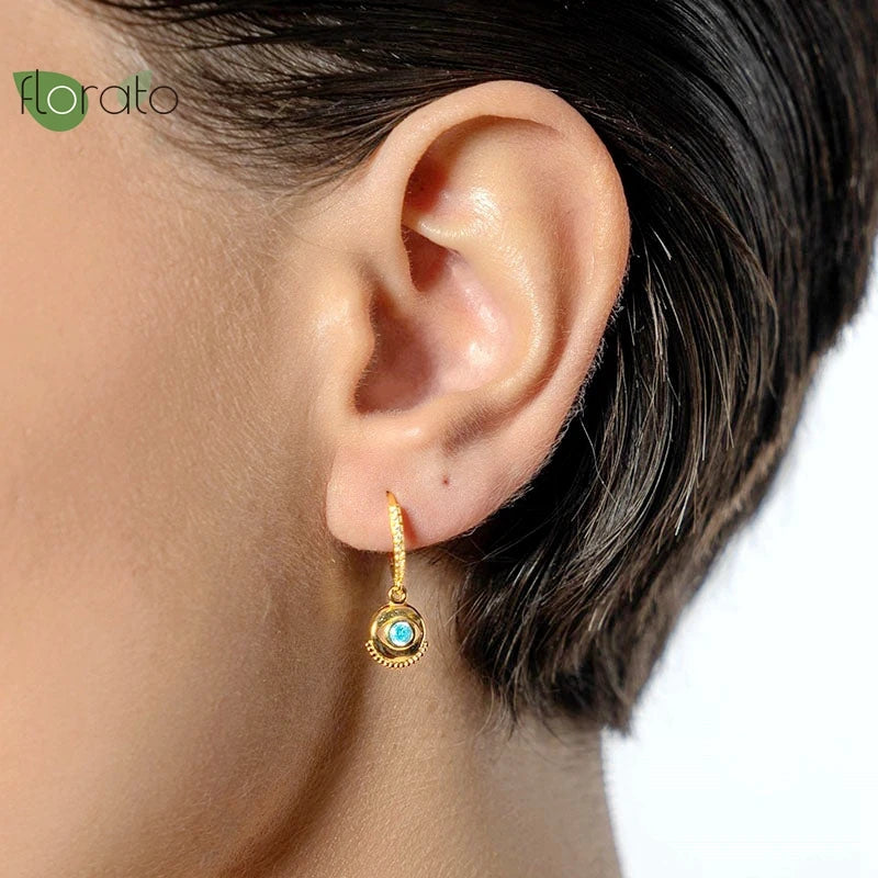 925 Silver Evil Eye Hoop Earrings Wedding Jewelry