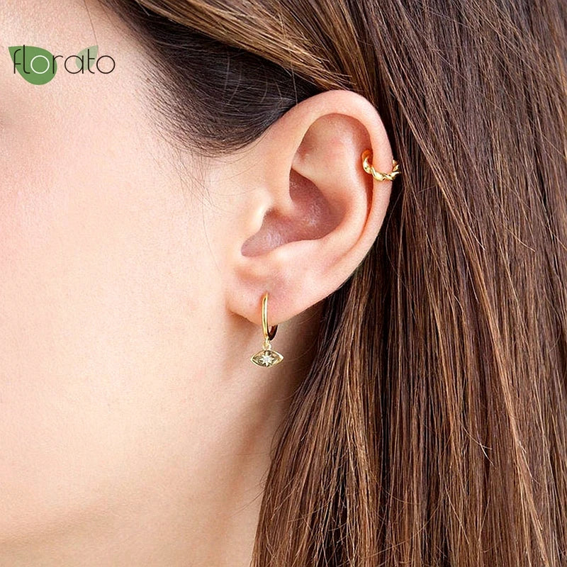 925 Silver Evil Eye Hoop Earrings Wedding Jewelry