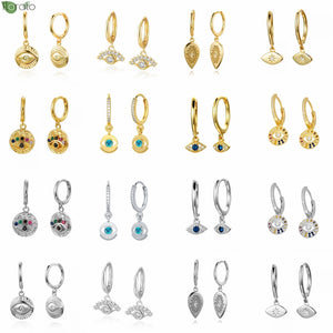 925 Silver Evil Eye Hoop Earrings Wedding Jewelry