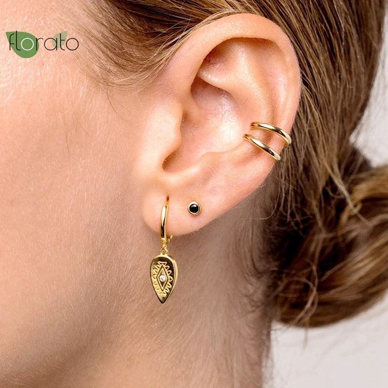 925 Silver Evil Eye Hoop Earrings Wedding Jewelry
