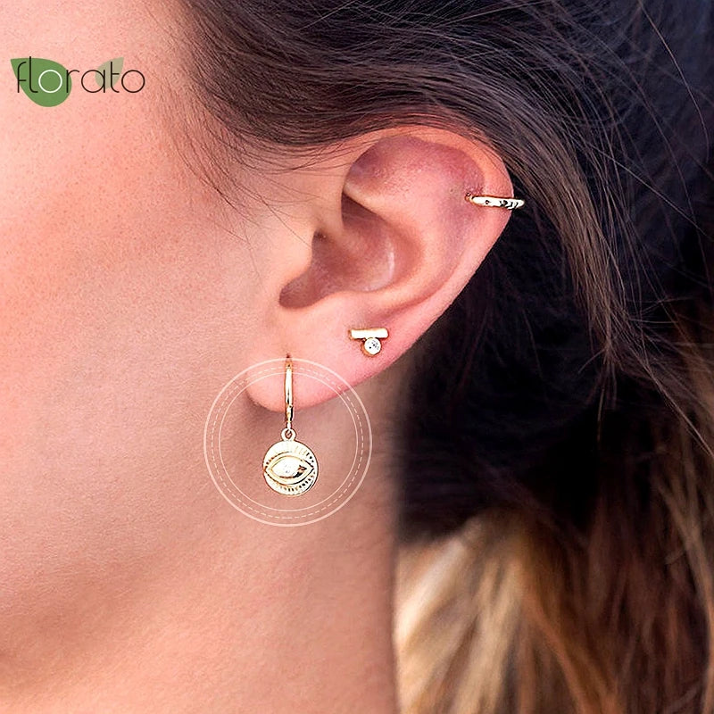 925 Silver Evil Eye Hoop Earrings Wedding Jewelry