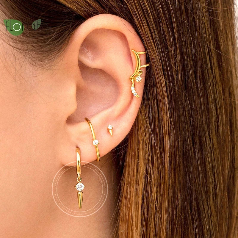 Vintage Geometric Spiked Hoop Earrings