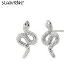 Vintage Snake 24K Earrings for Women Punk Animal Stud Earrings