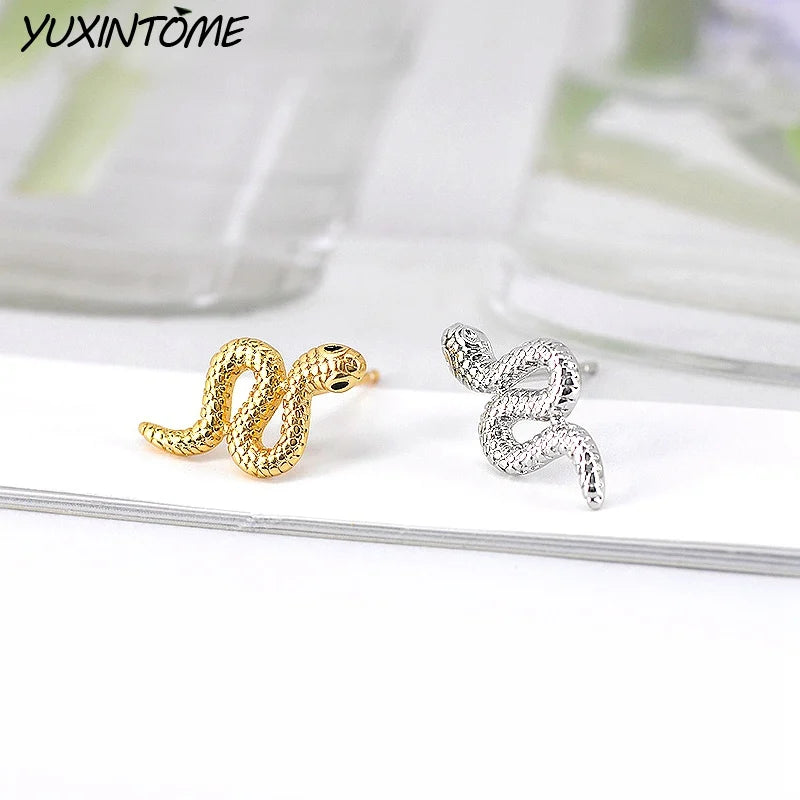 Vintage Snake 24K Earrings for Women Punk Animal Stud Earrings