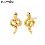 Vintage Snake 24K Earrings for Women Punk Animal Stud Earrings