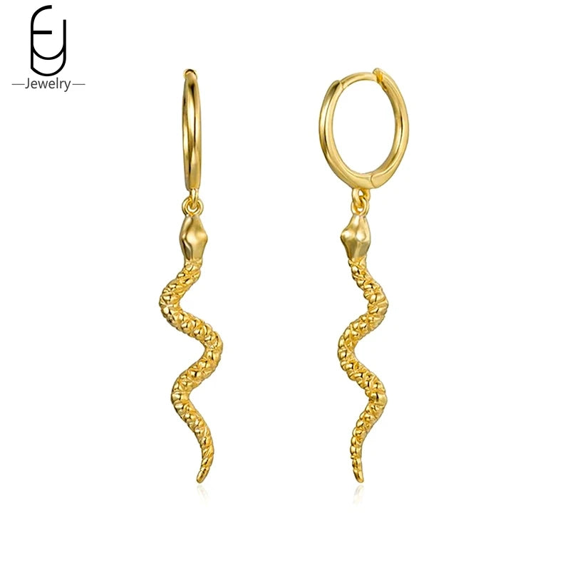 Vintage Snake Earrings Round Ear Clips Punk Style Hoop Earrings