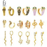 Vintage Snake Earrings Round Ear Clips Punk Style Hoop Earrings