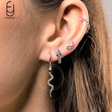 Vintage Snake Earrings Round Ear Clips Punk Style Hoop Earrings
