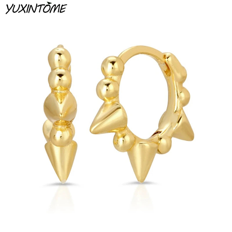 925 Silver Spike Earring Hoop Punk Rivet 8mm