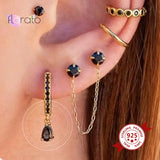 925 Silver Water Drop Zircon Hoop Earrings Crystal Jewelry