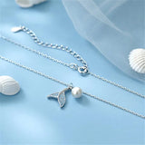925 Silver Wedding Pearl Fish Tail Pendant Necklace