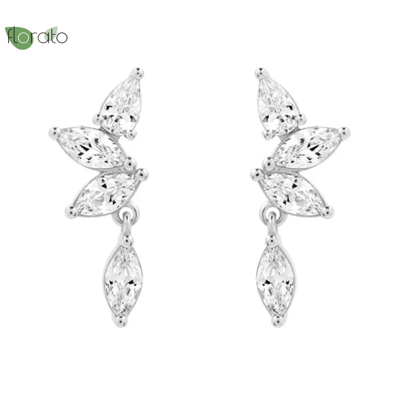 925 Silver CZ Crystal Water Drop Earrings