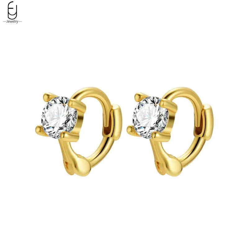 925 Silver Crystal Hoop Earrings Flower Geometry Jewelry